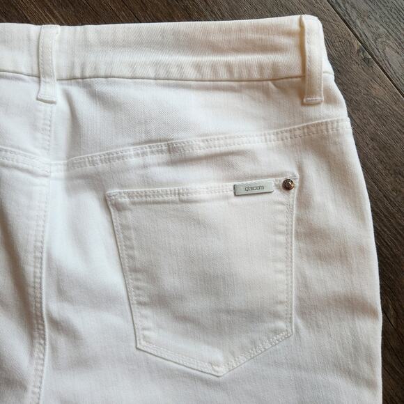 CHICO'S White So Slimming Girlfriend PATCHWORK Ankle Jeans Small - Picture 8 of 10